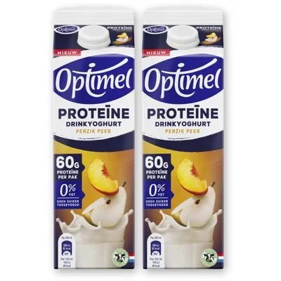 Optimel Proteine drinkyoghurt perzik peer 2-pack