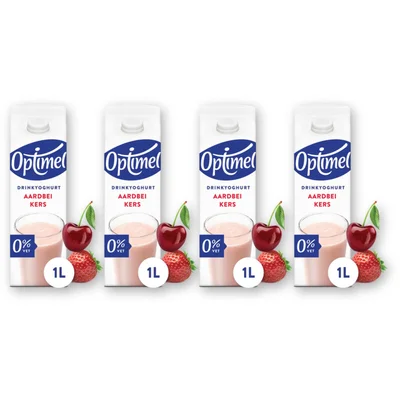 Optimel Drinkyoghurt aardbei-kers 4-pack