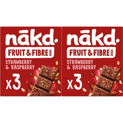Nakd Fruit & fibre bars strawb rasp 2-pack
