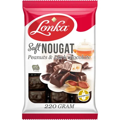 Lonka Soft nougat pinda's & pure chocolade