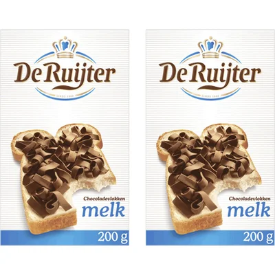 De Ruijter Chocolade vlokken melk 2-pack