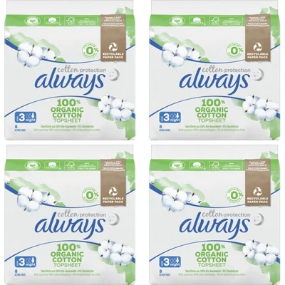 Always Maandverband Cotton Night 4-pack