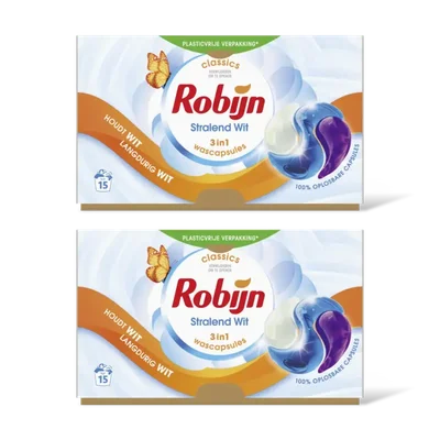 Robijn Stralend wit 3-in-1 wascapsules 2-pack