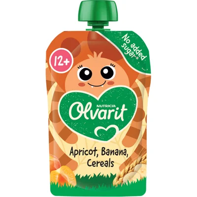 Olvarit Knijpfruit apricot, banana, cereals 12m+