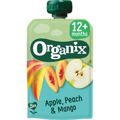 Organix Knijpfruit apple, peach & mango 12m+