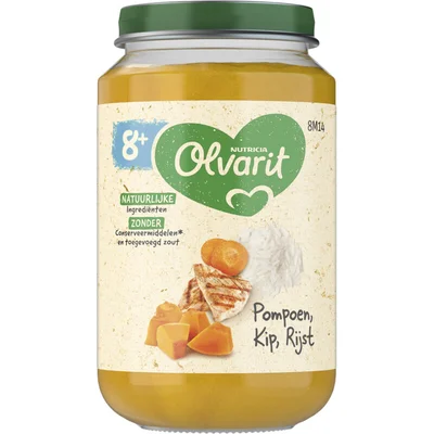 Olvarit Pompoen kip rijst 8m+