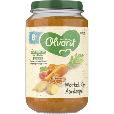 Olvarit Wortel kip aardappel 8m+