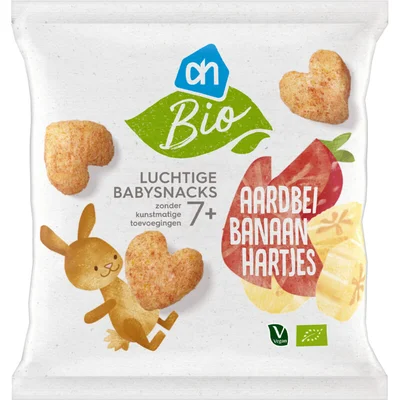 AH Biologisch Luchtige babysnacks aardbei banaan 7m+