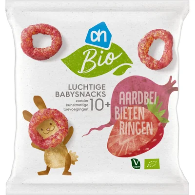 AH Biologisch Luchtige babysnacks aardbei bieten 10m+