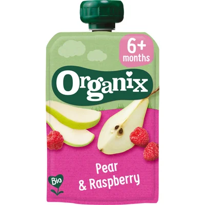 Organix Knijpfruit pear & raspberry 6m+