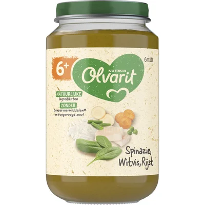 Olvarit Spinazie witvis rijst 6m+