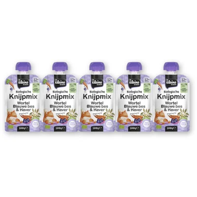De Kleine Keuken Knijpmix Wortel & blauwe bes12m+ 5-pack