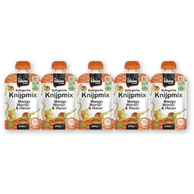 De Kleine Keuken Knijpmix Mango & wortel 6m+ 5-pack