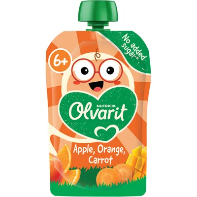 Olvarit Knijpfruit apple, orange, carrot 6m+