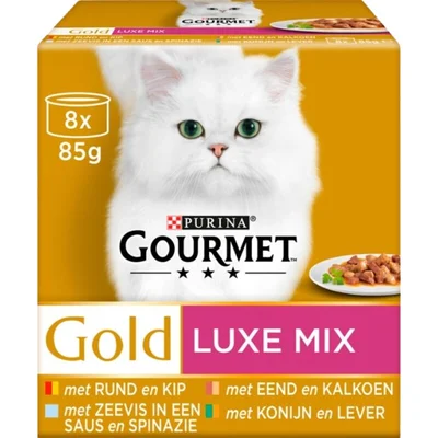 Gourmet Gold luxe mix met rund kip zeevis eend