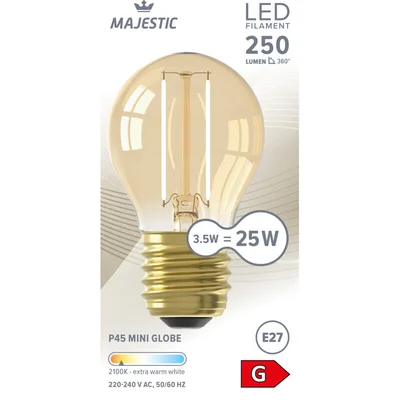 Majestic Led fil kogel goud E27 25W