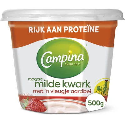 Campina Magere milde kwark aardbei