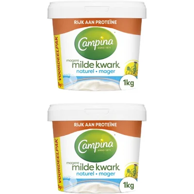 Campina Magere kwark naturel 1kg 2-pack
