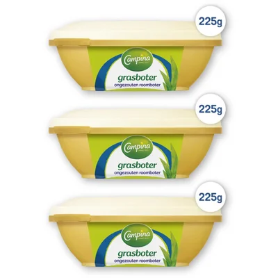 Campina botergoud ongezouten grasboter 3-pack