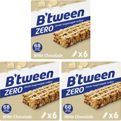 Hero Btween mueslireep zero witte choc 3-pack