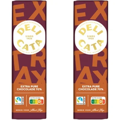Delicata Reep extra pure chocolade 70% 2-pack