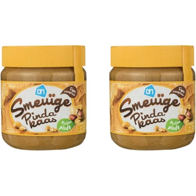 AH Smeuïge pindakaas stukjes pinda 2-pack
