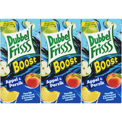 DubbelFrisss Boost appel & perzik 6-pack