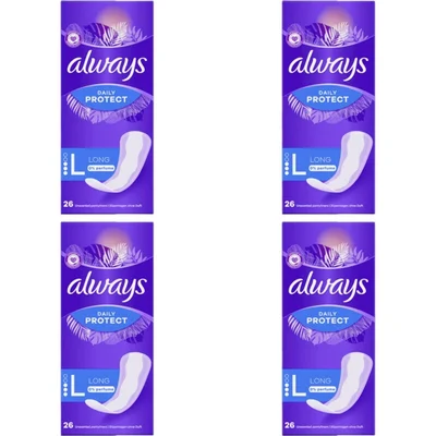 Always Dailies Protect Long 0% 4-pack
