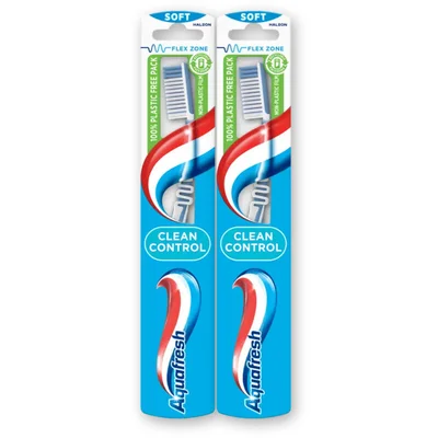 Aquafresh Clean control soft tandenborstel 2-pack