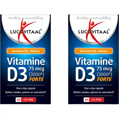 Lucovitaal D3 75mcg forte vitamine capsules 2-pack