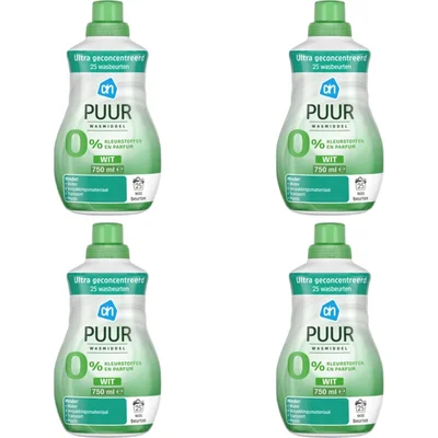 AH Puur vloeibaar wasmiddel wit 4-pack