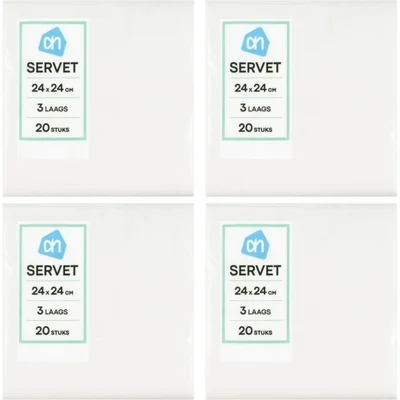 AH Servetten wit 3-laags 4-pack