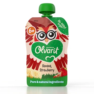 Olvarit Knijpfruit banana, strawberry 6m+