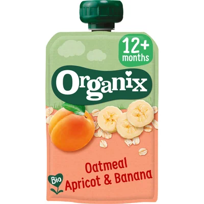 Organix Knijpfruit oatmeal, apricot, banana 12m+