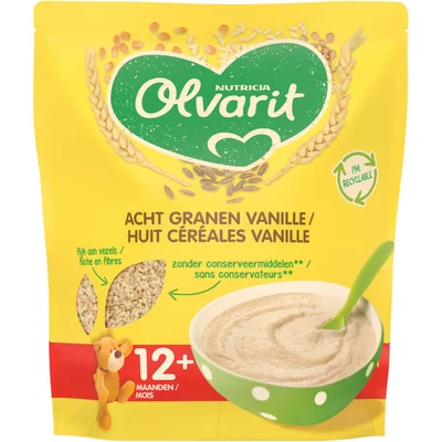 Olvarit Acht granen vanillesmaak 12m+