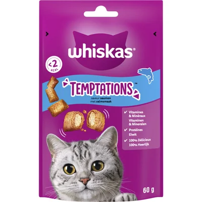 Whiskas Temptations zalm kattensnacks
