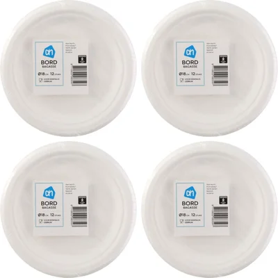 AH Bord rond wit bagasse 180mm 4-pack