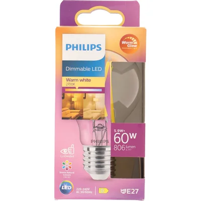 Philips Led fil standaard E27 60W dimbaar