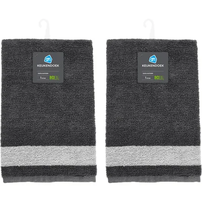 AH AH Keukendoek grijs 2-pack