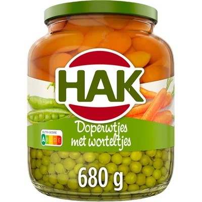 Hak Doperwtjes met worteltjes