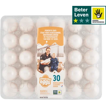 Powerful Eggs Nederlandse Witte Scharreleieren 30 Stuks