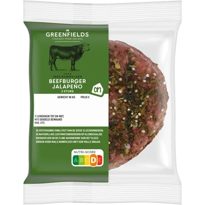AH Greenfields Beefburger jalapeno 2 stuks