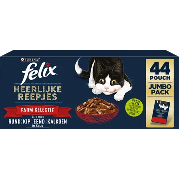 FELIX® Heerlijke Reepjes Farm Selectie Kattenvoer 44x80g