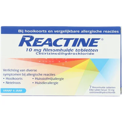 Reactine Tabletten bij hooikoorts of allergie 10mg, 7 stuks