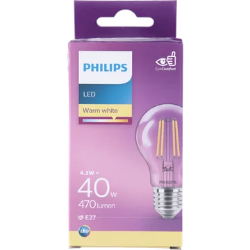 Philips LED Lamp Transparant - 40 W - E27 - warmwit licht