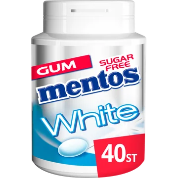 Mentos Gum White Sweet Mint Suikervrij Pot 40 stuks