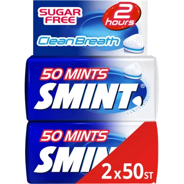 Smint Clean Breath Peppermint Suikervrij Duopack 2 x 50 stuks 