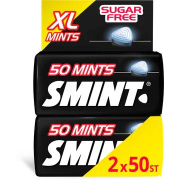 Smint XL Blackmint Suikervrij Duopack 2 x 50 stuks 