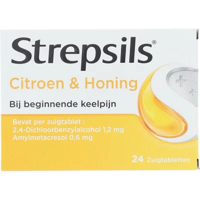 Strepsils Citroen / Honing zuigtabletten bij keelpijn, 24 stuks