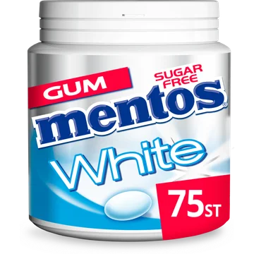 Mentos Gum White Sweet Mint Suikervrij Pot 75 stuks 